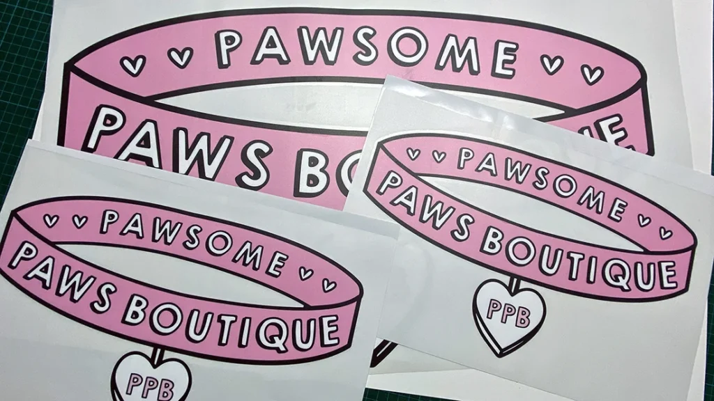 naklejka wybierana - różowa smycz