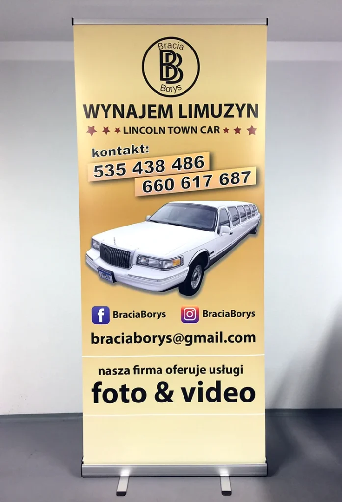 wynajem limuzyn, roll up reklamowy
